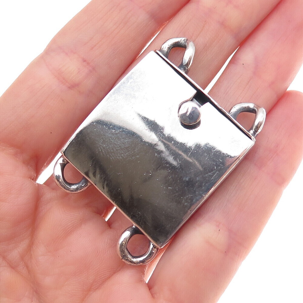 925 Sterling Silver Vintage Mexico Bracelet / Necklace Box Lock Clasp